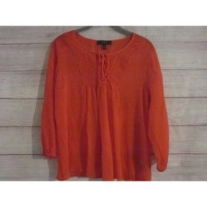 Jessica Simpson Size SMALL Shirt Boho 3/4 Sleeve Floral Red Sheer Blouse Top